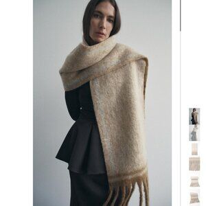 NWT FRINGED SCARF SAND